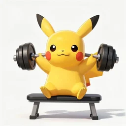 Pikachu in the gym benching 225 pounds