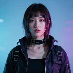 photographic portrait of a cyberpunk girl, in the style of terry richardson