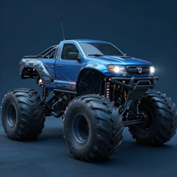 a dacia logan monster truck, coriolios rpg art style, full of details, dark sci - fi, cold blue colors, matte painting, artstation, 8 k, hyperrealistic, style of peter mohrbacher