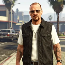 walter white completing a gta 5 mission, downtown san andreas, unreal engine 5 detail, by gta 5
