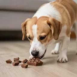 a dog eating chocolate
