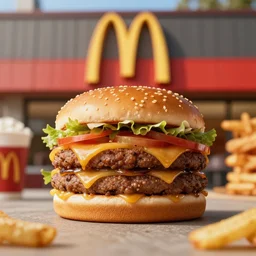 mcdonalds bean burger in center of shot, commercial photograph
