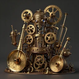 steampunk orchestral instruments, gears and machinery