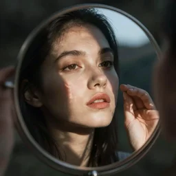 a reflection in the a mirror that doesn't reflect skin