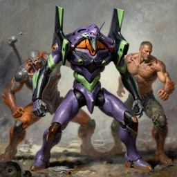 beastial ursine combat mecha in the style of vasily vereshchagin and evangelion
