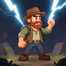 hipster struck by a lightning, cartoon, rpg character, humblewood art style, concept art, fantasy - n 9