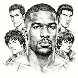 portrait of anderson silva, pen and ink, intricate line drawings, by craig mullins, ruan jia, kentaro miura, greg rutkowski, loundraw