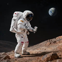 astronaut exploring an unknown planet of eden. octane render,4k, f32,55mm photography,wide angle