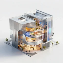 idea for architecture mass study, stainless steel and colorful glass, trending on behance, keyshot 1 1
