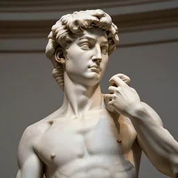 marble statue of Homer Simpson created by Michelango, to improve upon David, fine details, close-up photograph of museum exhibit
