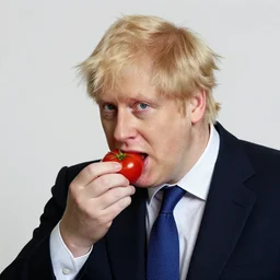 boris johnson eating tomato