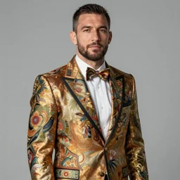 portrait of ben askren wearing an ornate suit painted by normal rockwell