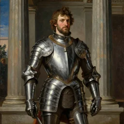 juno temple, wearing maximilian armour, oil painting by titian, hard focus