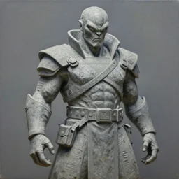 granite sculpture of a kenku in cyber samurai attire. oil on canvas by lead character artist