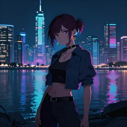 cyberpunk laketwon at night, digital art, trending on aeration