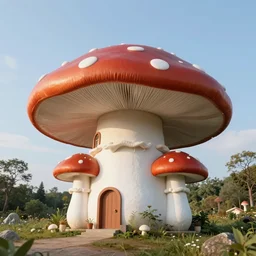Mushroom house in Brutalism style