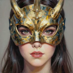 portrait kate beckinsail in mask of ragnarok stalker soft light painted by james jean and katsuhiro otomo and erik jones, inspired by akira anime, smooth face feature, intricate oil painting, high detail illustration, sharp high detail, manga and anime 1 9 9 9