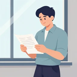 a man reading a paper while standing next to a window, vector art by chris ware, trending on shutterstock, funk art, digital illustration, art on instagram, y 2 k aesthetic