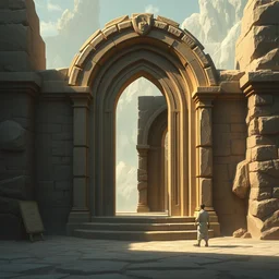 beautiful matte painting of the grand ancient stone door, fantasy, sharp focus
