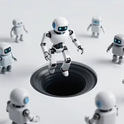 a robot from another dimension, manifested in our world as a black hole, that attracts any other robots in with infinite force, disintegrating them