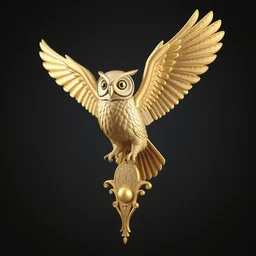 flying owl trophy, 3 d render, max details, 8 k resolution, intricate art nouveau, lighting, by octane render. ami ami.