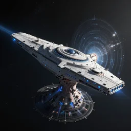 the interstellar cruise ship yggdrasill, a kilometer long tree ship flying through space near the planet hyperion, driven by hawking drive generators and protected by the most complex force shields and erg force fields.