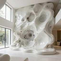 highly detailed ultra sharp villa natural light interior soft cinematic composition of a smooth ceramic porcelain biomorphic magnolia stone nebula fluid fractal sci - fi surreal architecture landscape, granite, metallic, marble, moss, lichen, corals, vincent callebaut composition, mamou - mani, archviz, beautiful lighting, 8 k, unreal engine