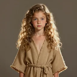 portrait of a girl by simon bisley, mixture between doutzen kroes and gigi hadid, she is about 2 5 years old, long curly hair, very tall and slender, she is wearing a burlap robe, highly detailed portrait, digital painting, artstation, concept art, smooth, sharp foccus ilustration, back - lit, edge light, artstation hq