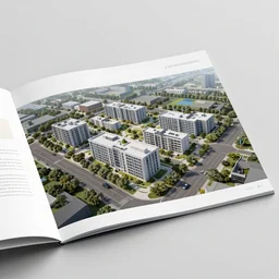 commercial real estate brochure for a suburban office park, inside spread