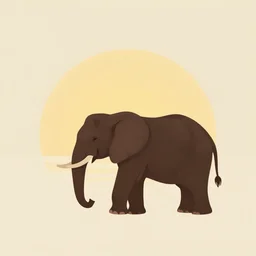 minimalist boho style art of an elephant at sunrise, illustration, vector art