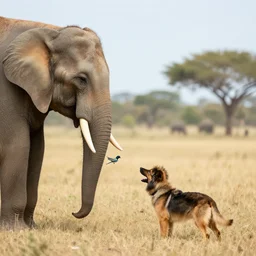 bird meets dog meets elephant