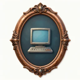 an ornate bronze oval frame for a fantasy computer game, ui element