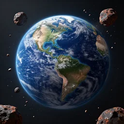 the planet earth being hit by an asteroid and blown to pieces, dramatic, cinematic, 8k, simulacra, octane render, trending artstation, matte painting,