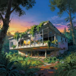 a beautiful hyperdetailed painting of abandoned nature hall architecture by alvaro leite siza vieira, wilderness anime nature at dawn nightsky thermal vision vaporwave, archdaily, wallpaper, highly detailed, trending on artstation.