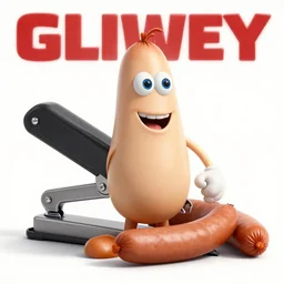 A typical american action film poster featuring clippy the clipper and a lifelike sausage, 8k movie poster, highly detailed, vivid intense colors, sharp, crisp