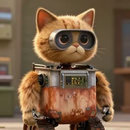 film still from the movie chappie of the robot chappie furry anthro anthropomorphic stylized cat head android service droid robot machine fursona