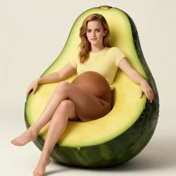 emma watson as an oversized avocado chair