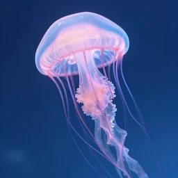 electric jellyfish, highly detail photo 8 k, pink and blue colors