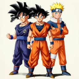 ultra realistic portrait painting of a fusion of goku and naruto, art by akira toriyama, 4 k, dragon ball artstyle, cel shaded, highly detailed, epic lighting, full body