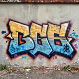 in corroded graffit style,