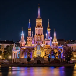 lviv island night, 8 k ultra realistic, lens flare, atmosphere, glow, detailed, intricate, full of colour, led lighting, 4 k, hyperrealistic, focused, extreme details, unreal engine 5, masterpiece