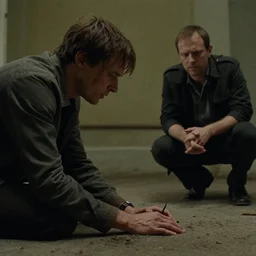 cruelty, film still from the movie directed by denis villeneuve and david cronenberg with art direction by jakub gazmercik