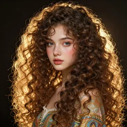 beautiful girl with long curly, cute, intricate, highly detailed, digital painting, trending on artstation, concept art, smooth, sharp focus, backlit, rim light, vivid colors, illustration, unreal engine 5, 8 k, art by rossdraws and alphonse mucha