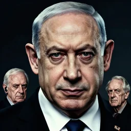 portrait of benjamin netanyahu as the psycho killer, highly detailed, horror lighting, evil, by hugh kretschmer and norman rockwell