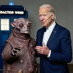 photo joe biden in rick baker designed makeup as davros, creator of the daleks, from doctor who, photoshoot in the style of annie leibovitz - h 6 4 0