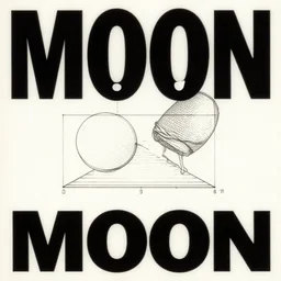 concert poster, 1980s, collage, band name is MOON, punk rock, minimal, highly detailed, clean lines, sans serif typeface, golden ratio