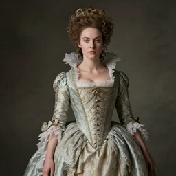 marie antoinette wearing regency dress, wow 4 k detail fantasy, matte painting, realistic materials, photo realistic, postprocessing, cinematic, hyperrealistic, studio lighting, ekaterina, the tudors, photography by richard jenkins