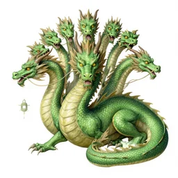 green dragon with 12 heads, drawing by Leonardo Da Vinci and CASPAR DAVID FRIEDRICH