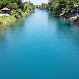 photo of a very clean pasig river in the philippines with crystal clear blue water like boracay, high definition, tourism media