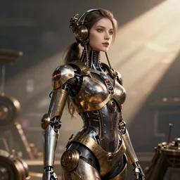 image of beautyful female android steampunk by giotto,